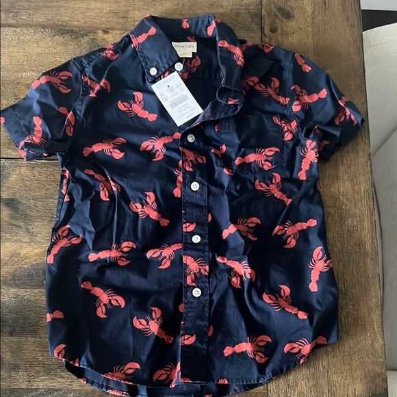 JCrew - Crew Cuts  Blue and Red Button Down Shirt with Lobster Print - Picture 1 of 4